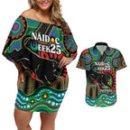 Custom NAIDOC Week 2025 Panthers Couples Matching Off Shoulder Short Dress and Hawaiian Shirt Go Mountain Men Indigenous Art