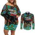 Custom NAIDOC Week 2025 Panthers Couples Matching Off Shoulder Short Dress and Long Sleeve Button Shirt Go Mountain Men Indigenous Art