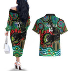 Custom NAIDOC Week 2025 Panthers Couples Matching Off The Shoulder Long Sleeve Dress and Hawaiian Shirt Go Mountain Men Indigenous Art