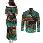 Custom NAIDOC Week 2025 Panthers Couples Matching Puletasi and Long Sleeve Button Shirt Go Mountain Men Indigenous Art