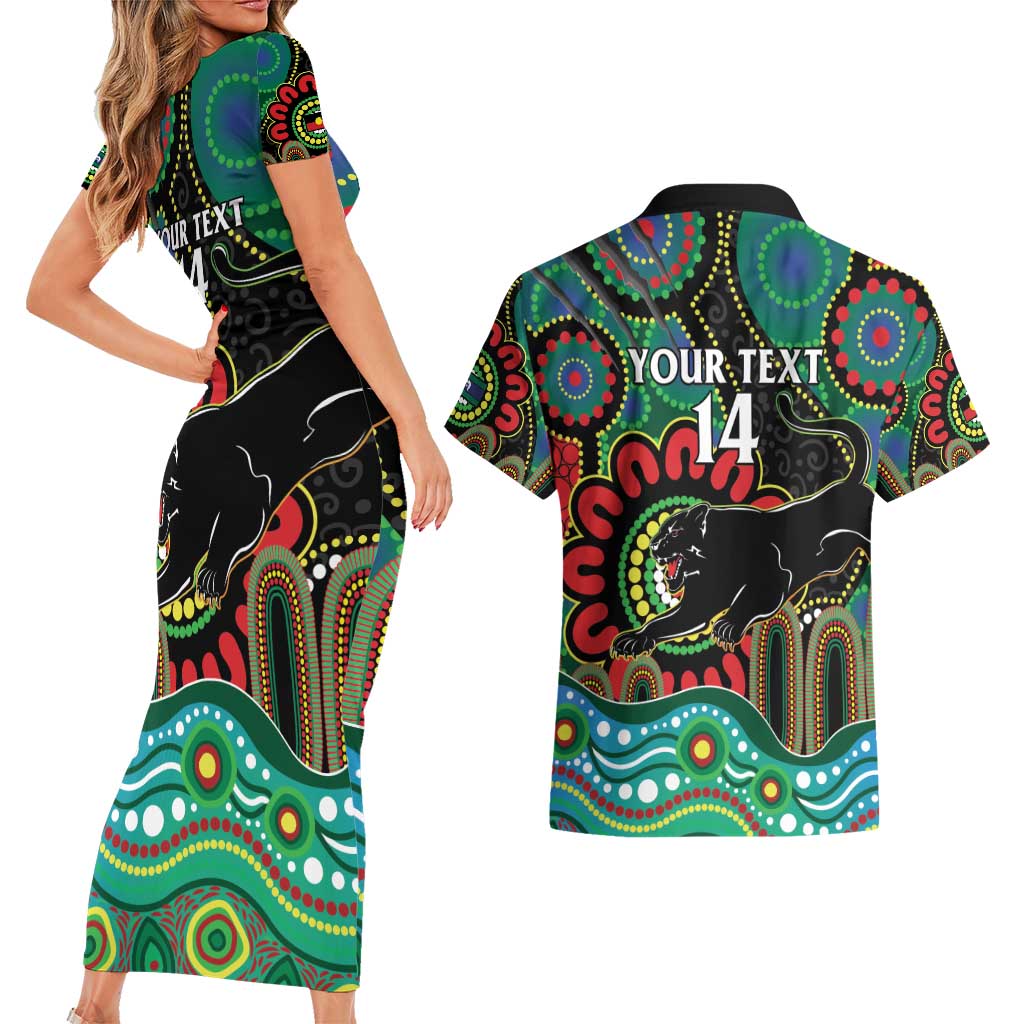 Custom NAIDOC Week 2025 Panthers Couples Matching Short Sleeve Bodycon Dress and Hawaiian Shirt Go Mountain Men Indigenous Art