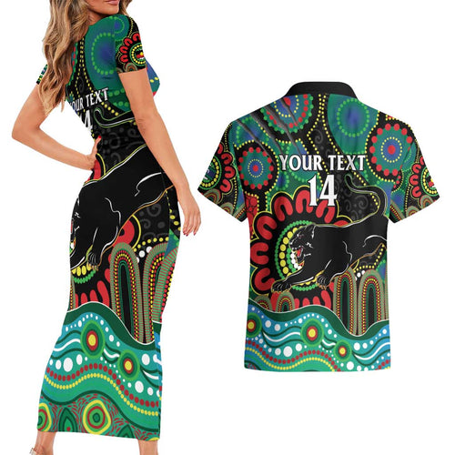 Custom NAIDOC Week 2025 Panthers Couples Matching Short Sleeve Bodycon Dress and Hawaiian Shirt Go Mountain Men Indigenous Art