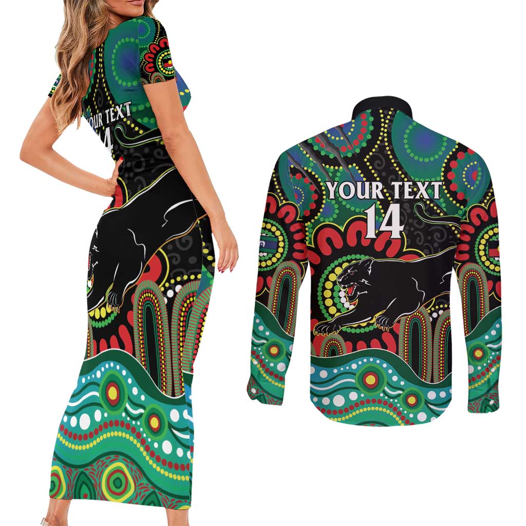 Custom NAIDOC Week 2025 Panthers Couples Matching Short Sleeve Bodycon Dress and Long Sleeve Button Shirt Go Mountain Men Indigenous Art