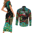 Custom NAIDOC Week 2025 Panthers Couples Matching Short Sleeve Bodycon Dress and Long Sleeve Button Shirt Go Mountain Men Indigenous Art