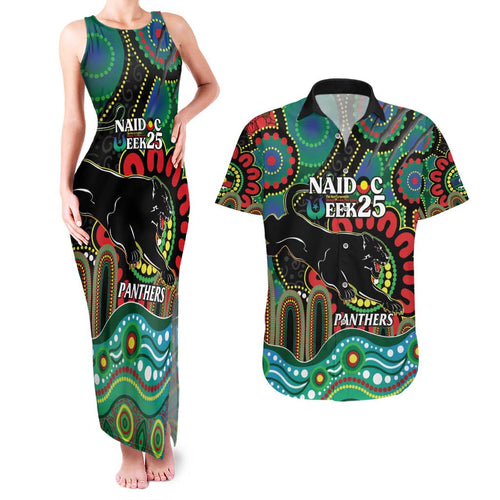 Custom NAIDOC Week 2025 Panthers Couples Matching Tank Maxi Dress and Hawaiian Shirt Go Mountain Men Indigenous Art
