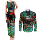 Custom NAIDOC Week 2025 Panthers Couples Matching Tank Maxi Dress and Long Sleeve Button Shirt Go Mountain Men Indigenous Art