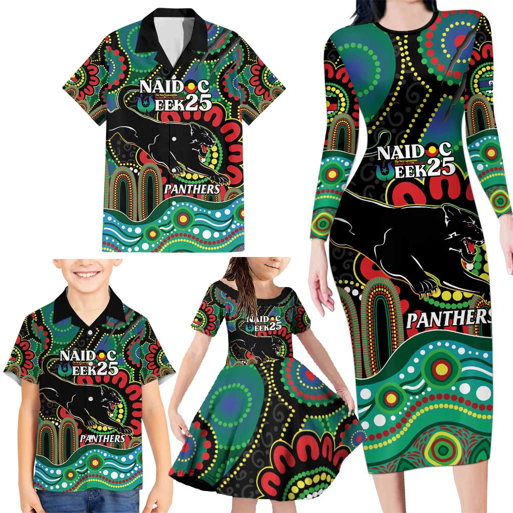 Custom NAIDOC Week 2025 Panthers Family Matching Long Sleeve Bodycon Dress and Hawaiian Shirt Go Mountain Men Indigenous Art