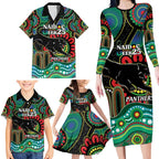 Custom NAIDOC Week 2025 Panthers Family Matching Long Sleeve Bodycon Dress and Hawaiian Shirt Go Mountain Men Indigenous Art