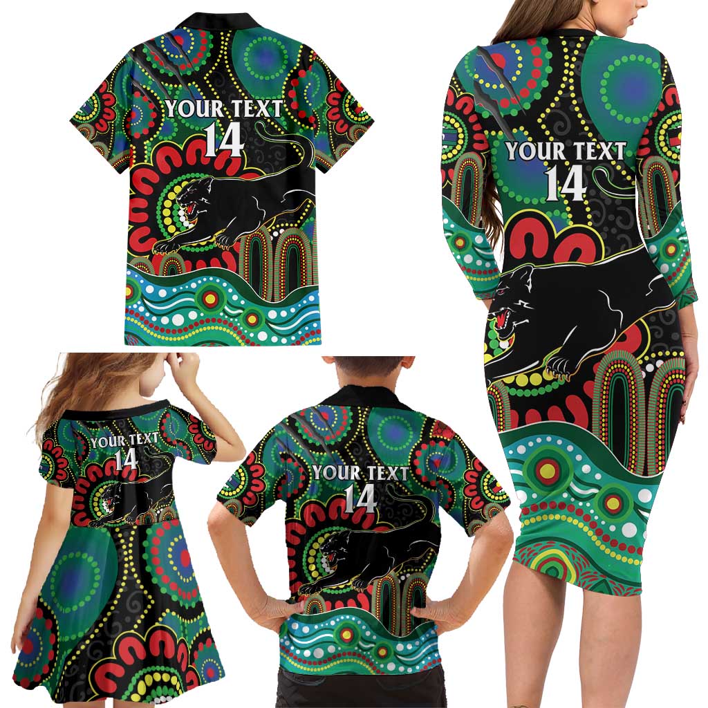 Custom NAIDOC Week 2025 Panthers Family Matching Long Sleeve Bodycon Dress and Hawaiian Shirt Go Mountain Men Indigenous Art