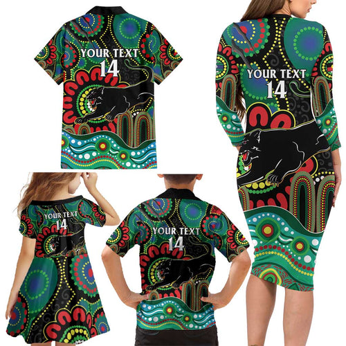Custom NAIDOC Week 2025 Panthers Family Matching Long Sleeve Bodycon Dress and Hawaiian Shirt Go Mountain Men Indigenous Art
