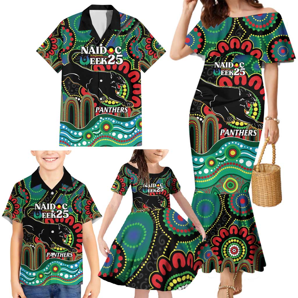 Custom NAIDOC Week 2025 Panthers Family Matching Mermaid Dress and Hawaiian Shirt Go Mountain Men Indigenous Art
