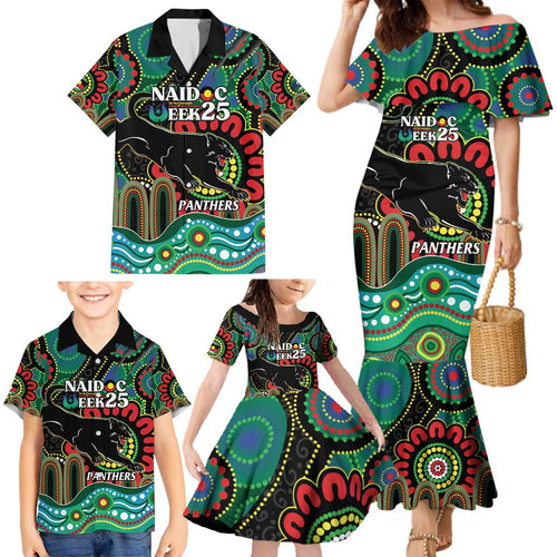 Custom NAIDOC Week 2025 Panthers Family Matching Mermaid Dress and Hawaiian Shirt Go Mountain Men Indigenous Art