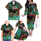 Custom NAIDOC Week 2025 Panthers Family Matching Off The Shoulder Long Sleeve Dress and Hawaiian Shirt Go Mountain Men Indigenous Art