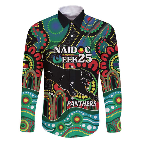 Custom NAIDOC Week 2025 Panthers Family Matching Off The Shoulder Long Sleeve Dress and Hawaiian Shirt Go Mountain Men Indigenous Art