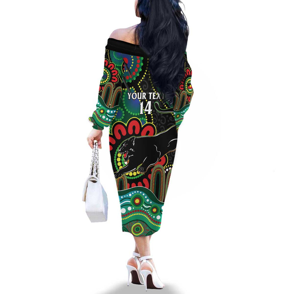 Custom NAIDOC Week 2025 Panthers Family Matching Off The Shoulder Long Sleeve Dress and Hawaiian Shirt Go Mountain Men Indigenous Art