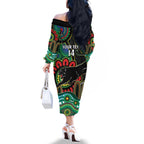 Custom NAIDOC Week 2025 Panthers Family Matching Off The Shoulder Long Sleeve Dress and Hawaiian Shirt Go Mountain Men Indigenous Art