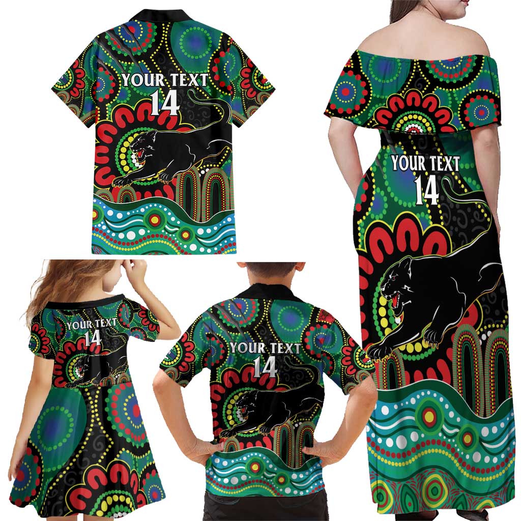 Custom NAIDOC Week 2025 Panthers Family Matching Off Shoulder Maxi Dress and Hawaiian Shirt Go Mountain Men Indigenous Art