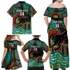 Custom NAIDOC Week 2025 Panthers Family Matching Off Shoulder Maxi Dress and Hawaiian Shirt Go Mountain Men Indigenous Art