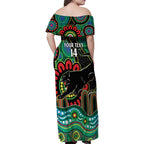 Custom NAIDOC Week 2025 Panthers Family Matching Off Shoulder Maxi Dress and Hawaiian Shirt Go Mountain Men Indigenous Art