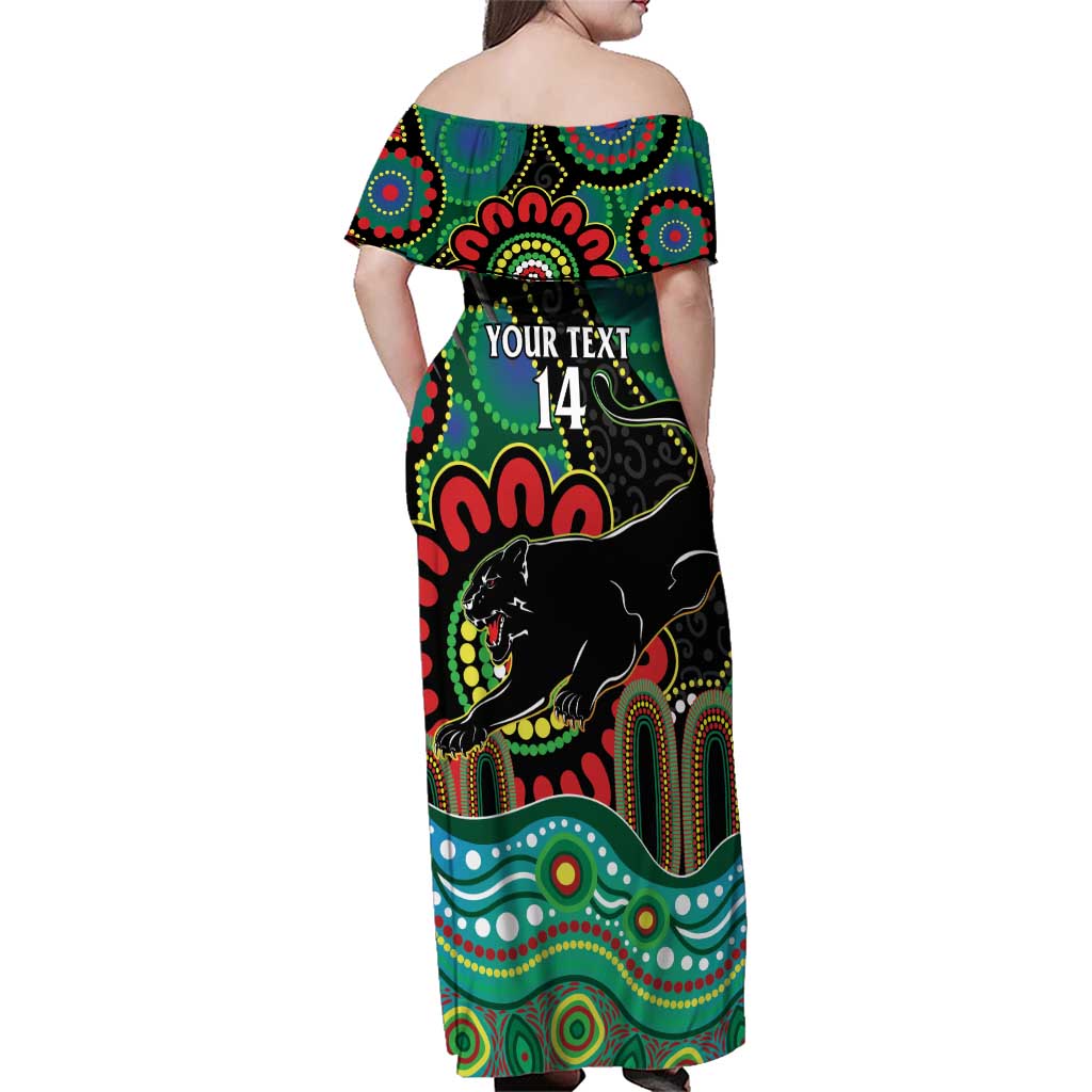 Custom NAIDOC Week 2025 Panthers Family Matching Off Shoulder Maxi Dress and Hawaiian Shirt Go Mountain Men Indigenous Art