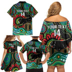 Custom NAIDOC Week 2025 Panthers Family Matching Off Shoulder Short Dress and Hawaiian Shirt Go Mountain Men Indigenous Art