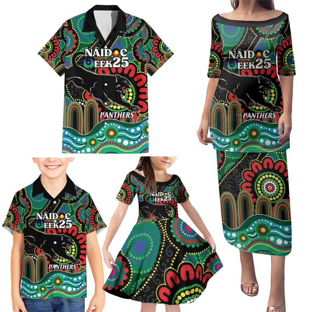 Custom NAIDOC Week 2025 Panthers Family Matching Puletasi and Hawaiian Shirt Go Mountain Men Indigenous Art