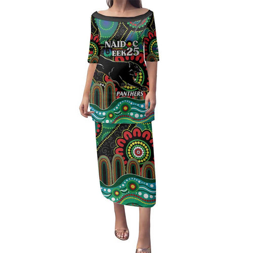 Custom NAIDOC Week 2025 Panthers Family Matching Puletasi and Hawaiian Shirt Go Mountain Men Indigenous Art
