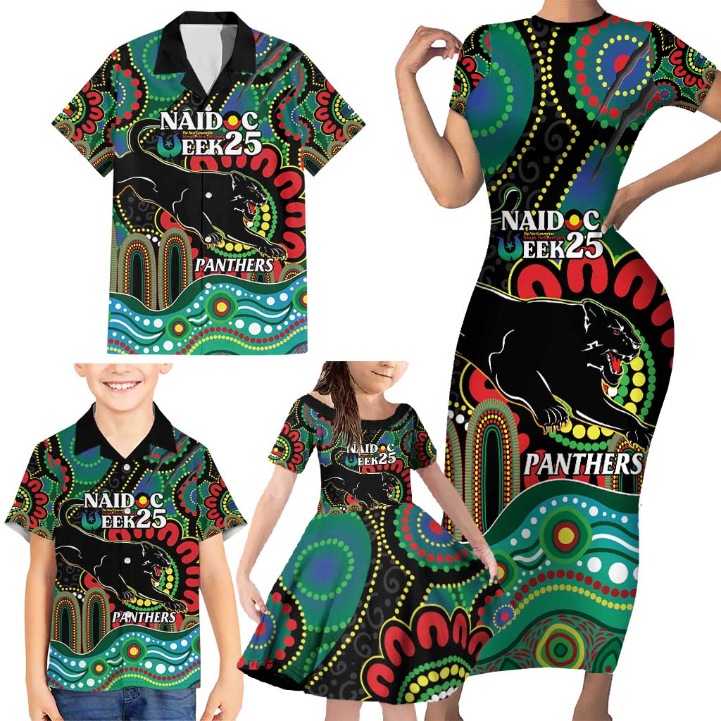 Custom NAIDOC Week 2025 Panthers Family Matching Short Sleeve Bodycon Dress and Hawaiian Shirt Go Mountain Men Indigenous Art