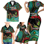 Custom NAIDOC Week 2025 Panthers Family Matching Short Sleeve Bodycon Dress and Hawaiian Shirt Go Mountain Men Indigenous Art