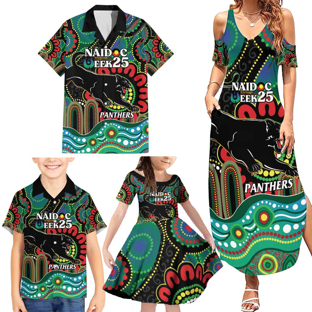 Custom NAIDOC Week 2025 Panthers Family Matching Summer Maxi Dress and Hawaiian Shirt Go Mountain Men Indigenous Art