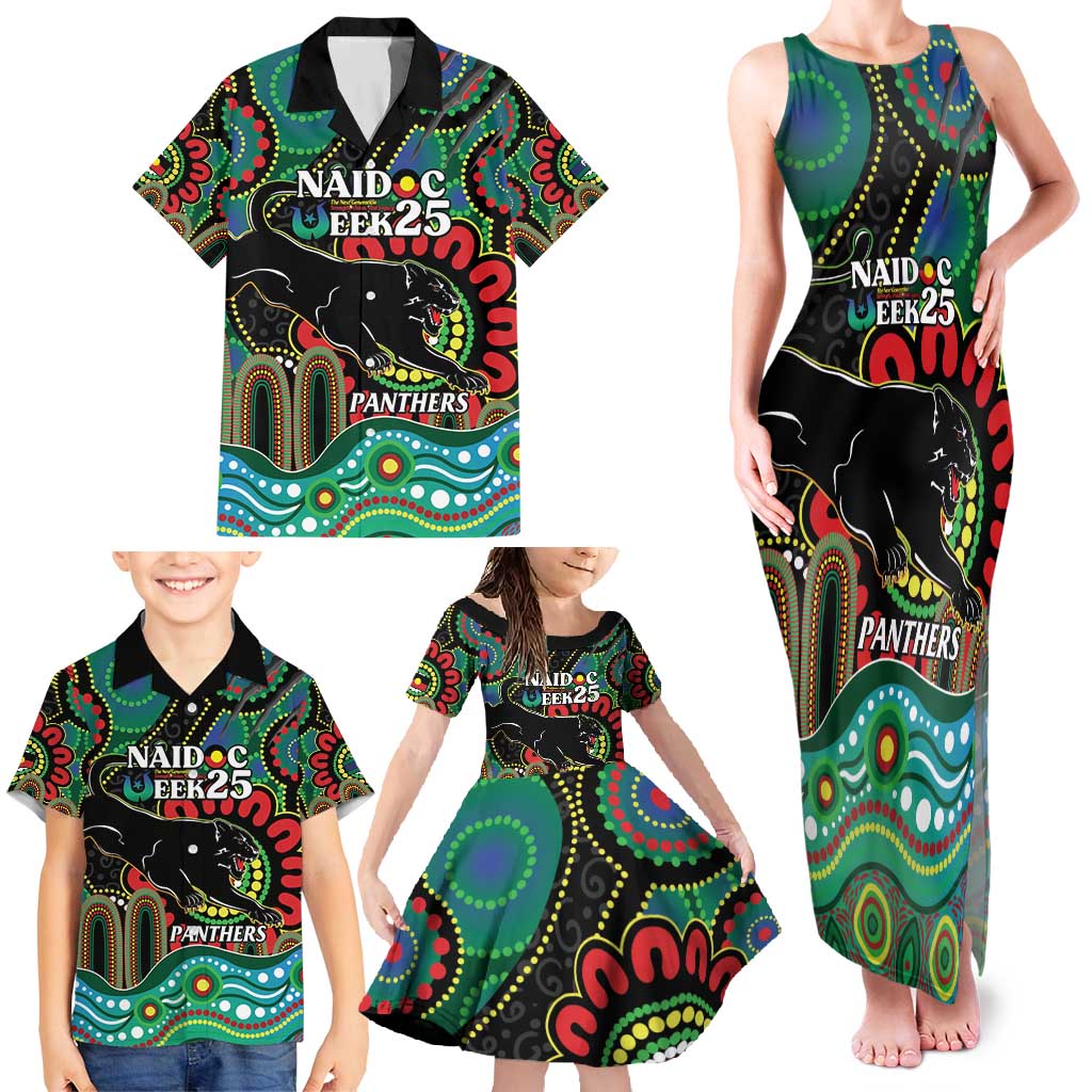 Custom NAIDOC Week 2025 Panthers Family Matching Tank Maxi Dress and Hawaiian Shirt Go Mountain Men Indigenous Art