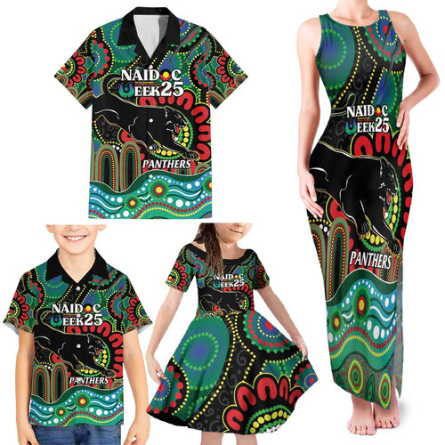 Custom NAIDOC Week 2025 Panthers Family Matching Tank Maxi Dress and Hawaiian Shirt Go Mountain Men Indigenous Art