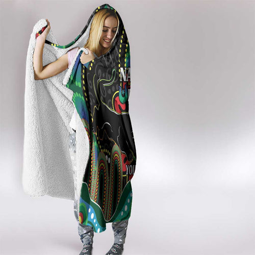Custom NAIDOC Week 2025 Panthers Hooded Blanket Go Mountain Men Indigenous Art