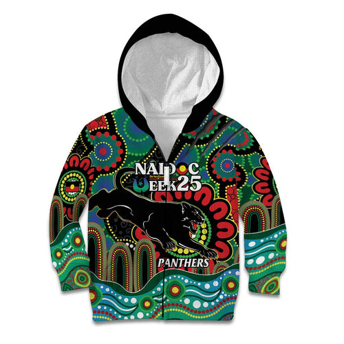 Custom NAIDOC Week 2025 Panthers Kid Hoodie Go Mountain Men Indigenous Art