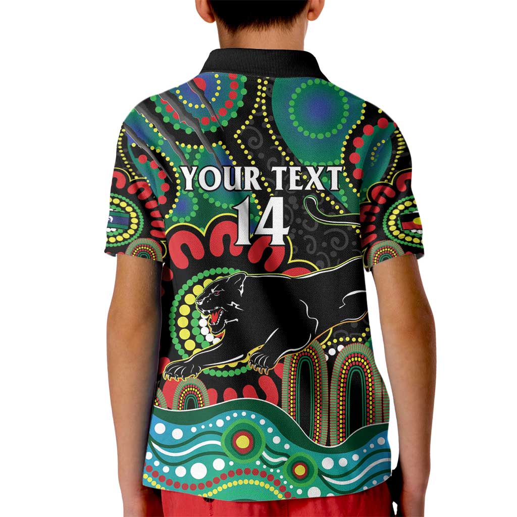 Custom NAIDOC Week 2025 Panthers Kid Polo Shirt Go Mountain Men Indigenous Art