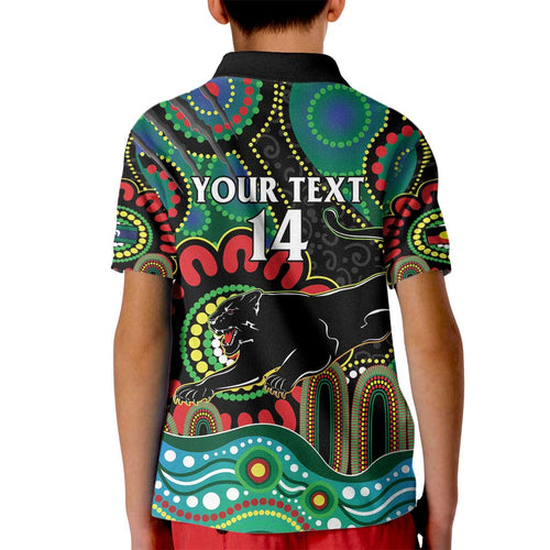 Custom NAIDOC Week 2025 Panthers Kid Polo Shirt Go Mountain Men Indigenous Art