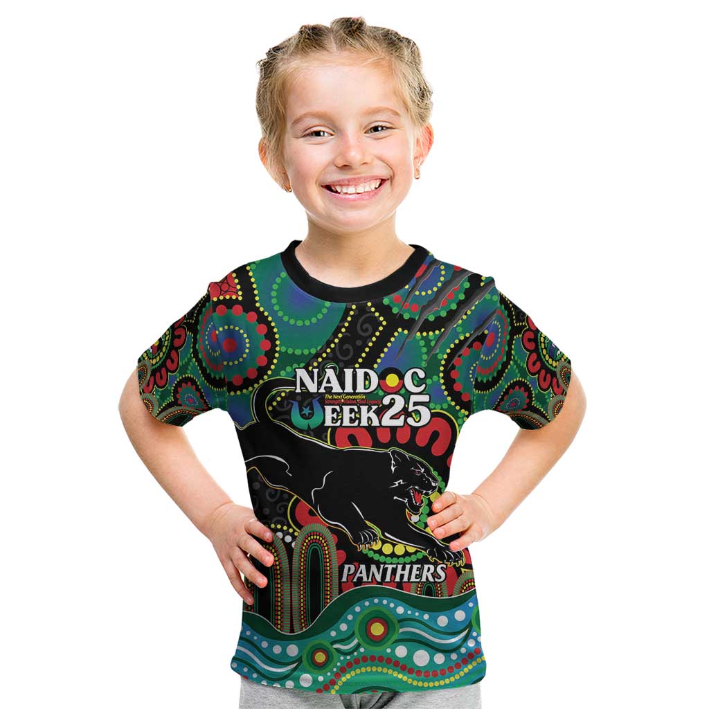 Custom NAIDOC Week 2025 Panthers Kid T Shirt Go Mountain Men Indigenous Art