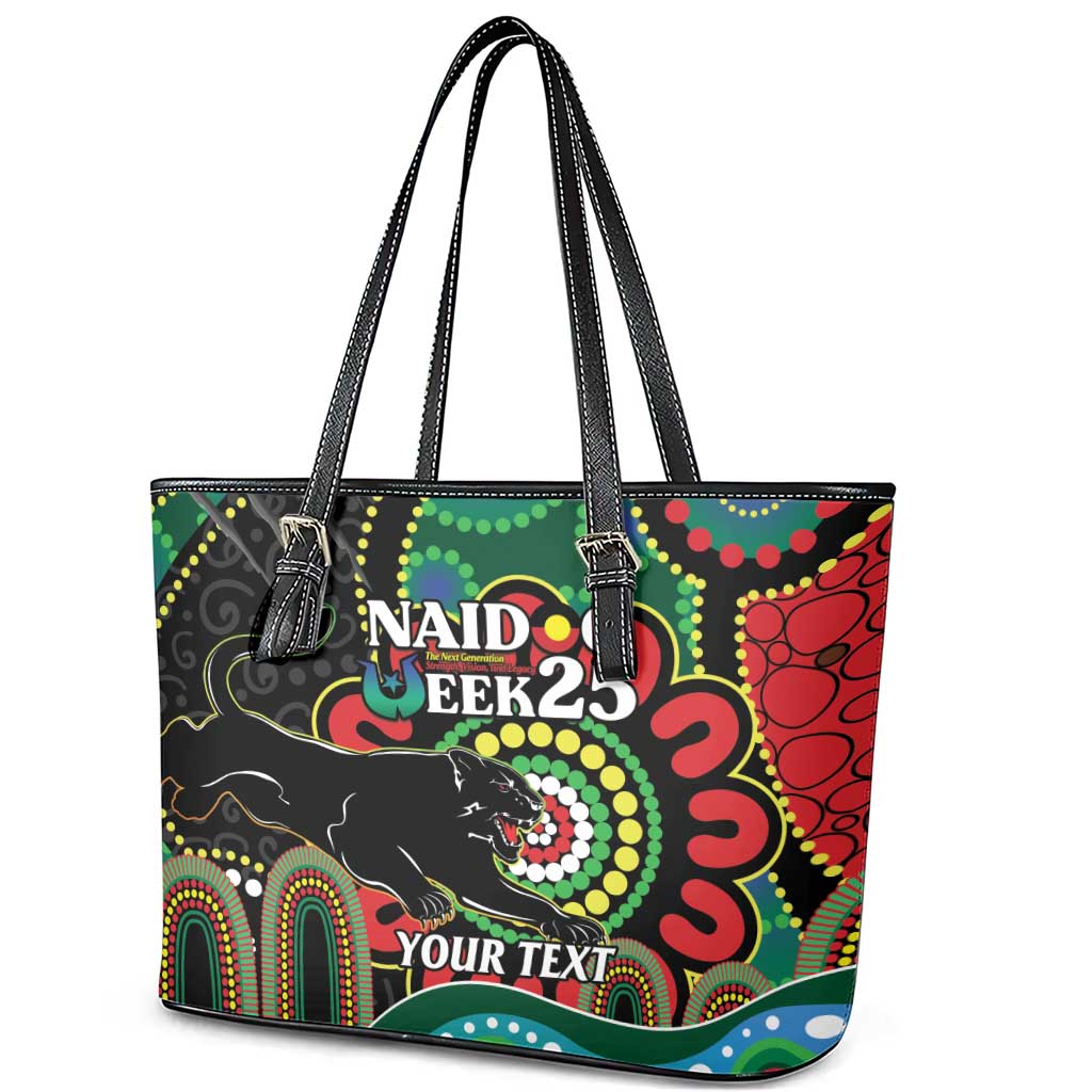 Custom NAIDOC Week 2025 Panthers Leather Tote Bag Go Mountain Men Indigenous Art