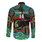 Custom NAIDOC Week 2025 Panthers Long Sleeve Button Shirt Go Mountain Men Indigenous Art
