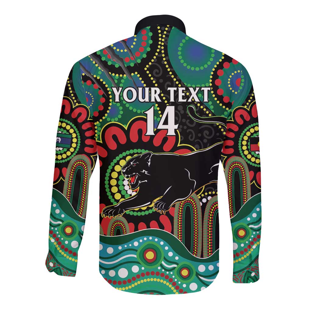 Custom NAIDOC Week 2025 Panthers Long Sleeve Button Shirt Go Mountain Men Indigenous Art