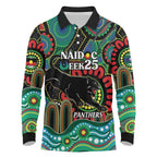 Custom NAIDOC Week 2025 Panthers Long Sleeve Polo Shirt Go Mountain Men Indigenous Art