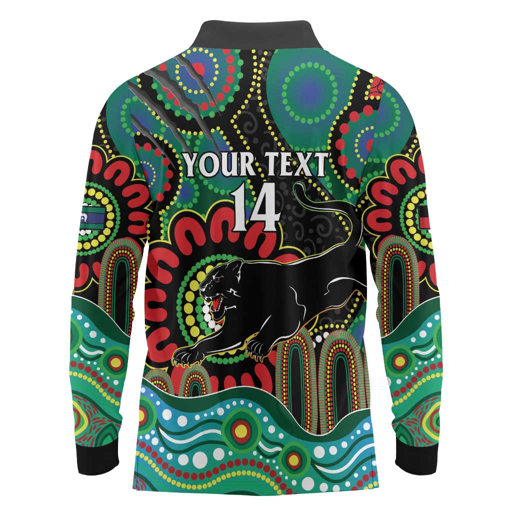 Custom NAIDOC Week 2025 Panthers Long Sleeve Polo Shirt Go Mountain Men Indigenous Art