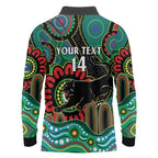 Custom NAIDOC Week 2025 Panthers Long Sleeve Polo Shirt Go Mountain Men Indigenous Art