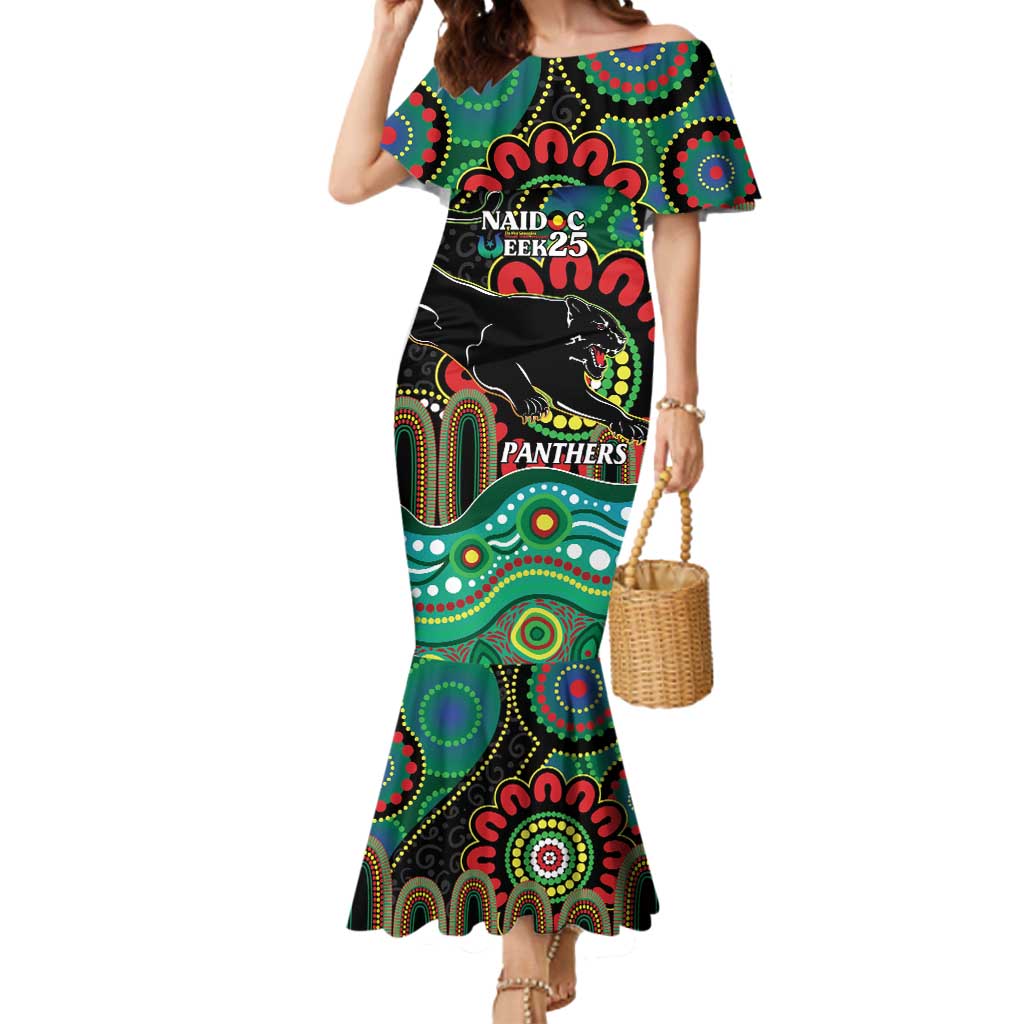 Custom NAIDOC Week 2025 Panthers Mermaid Dress Go Mountain Men Indigenous Art