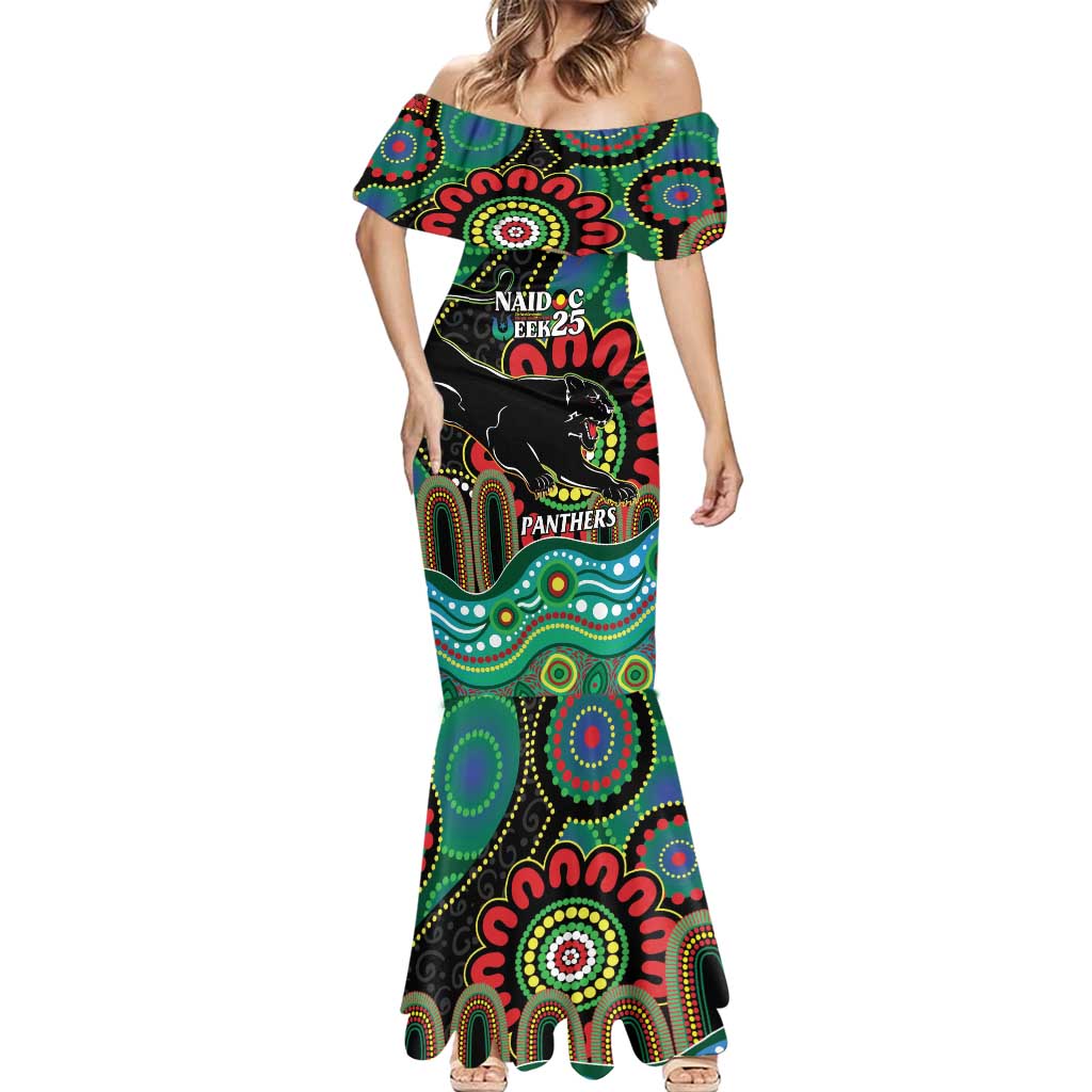 Custom NAIDOC Week 2025 Panthers Mermaid Dress Go Mountain Men Indigenous Art
