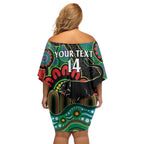 Custom NAIDOC Week 2025 Panthers Off Shoulder Short Dress Go Mountain Men Indigenous Art