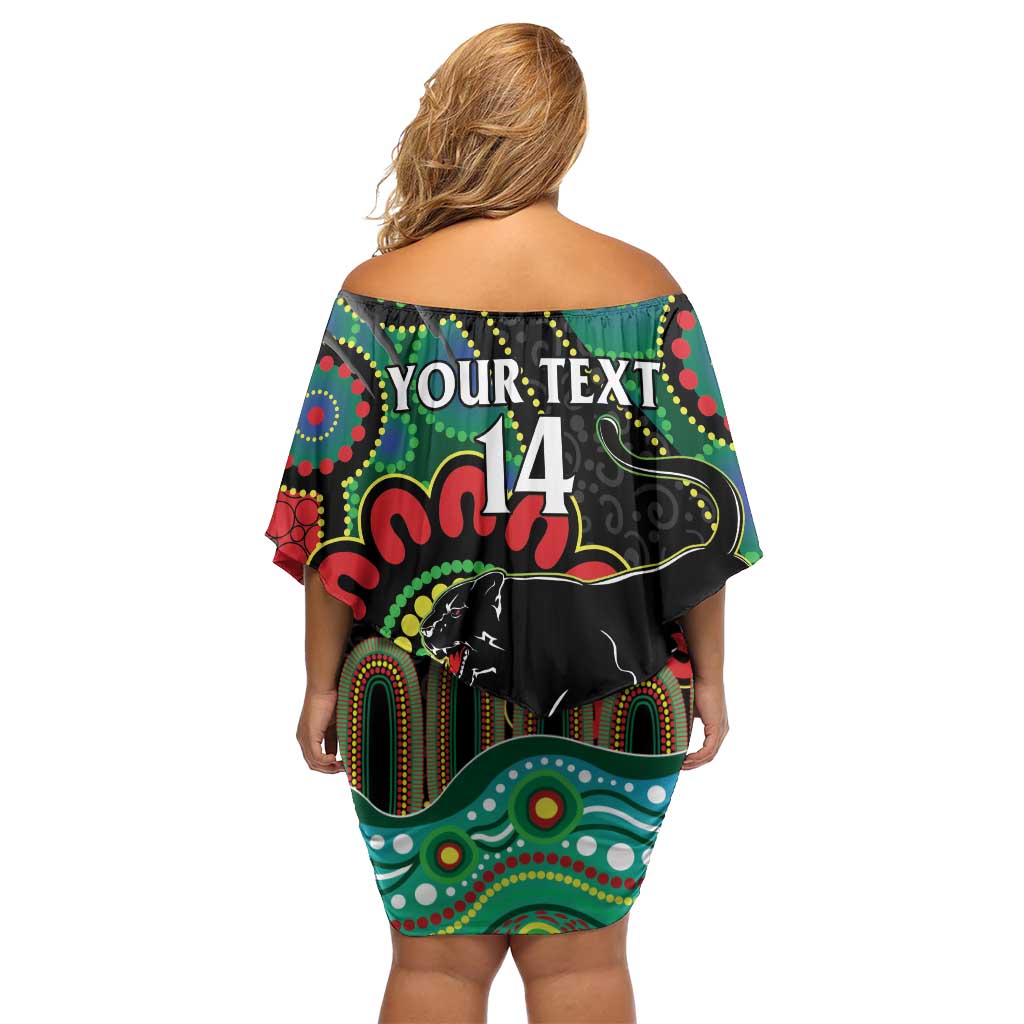 Custom NAIDOC Week 2025 Panthers Off Shoulder Short Dress Go Mountain Men Indigenous Art