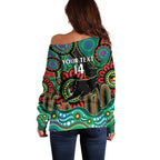 Custom NAIDOC Week 2025 Panthers Off Shoulder Sweater Go Mountain Men Indigenous Art