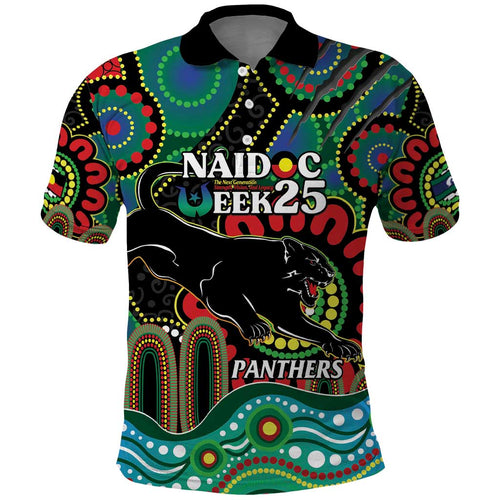 Custom NAIDOC Week 2025 Panthers Polo Shirt Go Mountain Men Indigenous Art