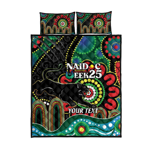 Custom NAIDOC Week 2025 Panthers Quilt Bed Set Go Mountain Men Indigenous Art